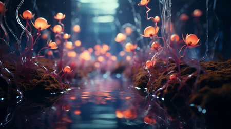 Vibrant Red Object in Underwater Sceneの素材