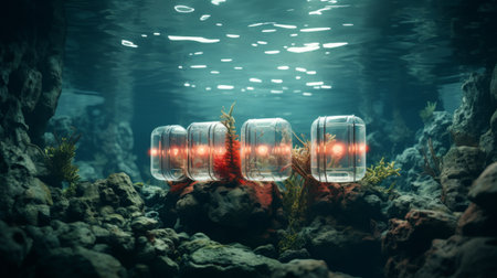 Vibrant Red Object in Underwater Sceneの素材