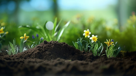 Close-Up of Flowers and Dirtの素材