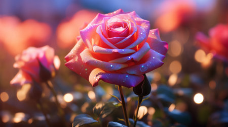 Close Up of a Pink Rose in a Gardenの素材