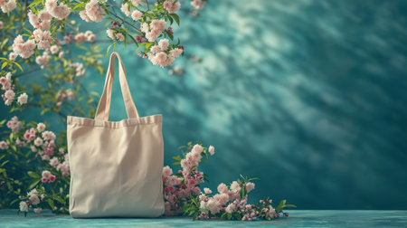 Bag Hanging From Tree With Pink Flowersの素材