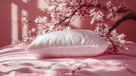 White Pillow Resting on Pink Bedの素材