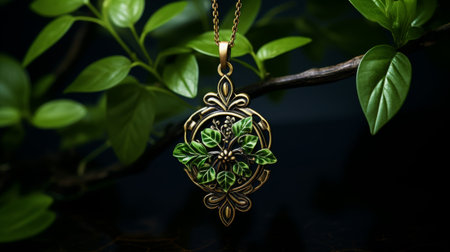 Necklace Adorned With Green Leavesの素材
