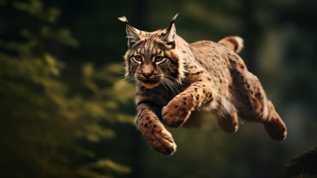 Agile Cat Leaping in Mid-Airの素材