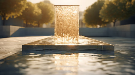 Water Fountain in the Middle of a Parkの素材
