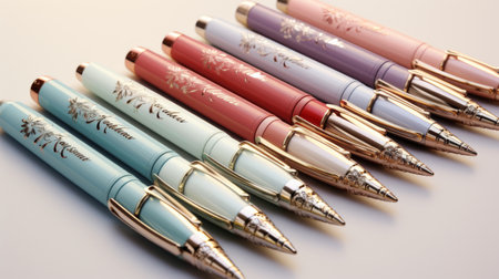 A Row of Pens Stacked on Top of Each Otherの素材