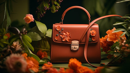 Purse Sitting on Top of Table Next to Lampの素材