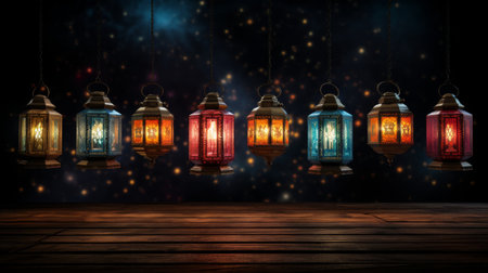 A Row of Lanterns Hanging From a Ceilingの素材