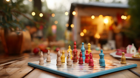 Board Game Set Up on Dining Room Tableの素材