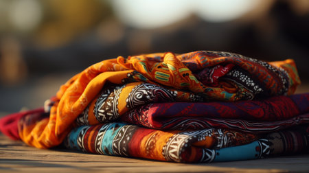 Colorful Cloth Hanging From Clothes Lineの素材