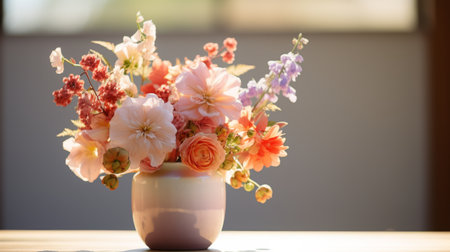 A Bunch of Flowers on a Tableの素材