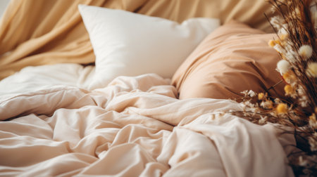 Cozy Bed With Blanket and Pillowsの素材