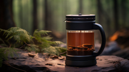 A Cup of Coffee on a Wooden Tableの素材