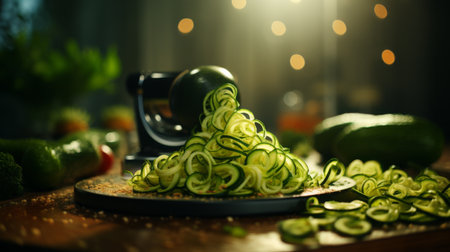 Vase Filled With Cucumbers and Carrots on Top of Tableの素材