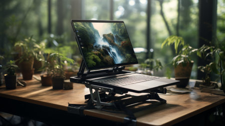 Laptop Computer on Deskの素材