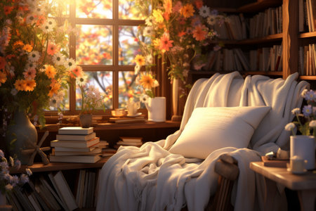 White Chair With Blanket Next to Windowの素材