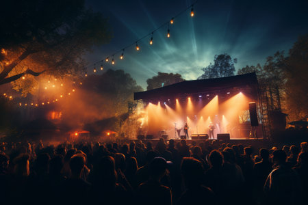 Dynamic Concert Scene With Band Performing on Stageの素材