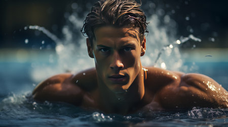 Man in Standing in Waterの素材