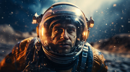 Astronaut in Space Suit Looking at Cameraの素材