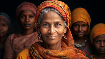 Woman Standing in Front of Crowdの素材