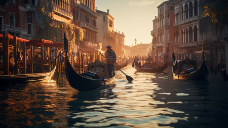 Gondola on Canal in Veniceの素材