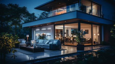 Modern House Overlooking Poolの素材