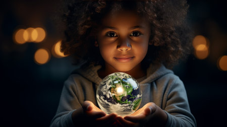 Girl Holding Crystal Ball in Handsの素材