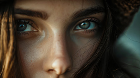 Childs Face Close up With Falling Snowの素材