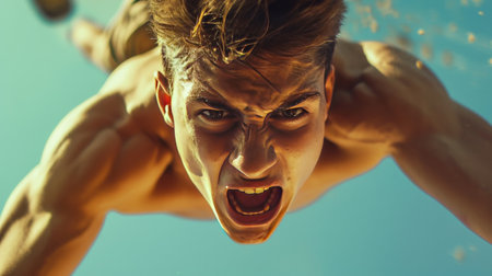 Man Riding a Bike Down a Streetの素材