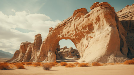 Rock Formation Standing Tall Amidst Desert Landscapeの素材