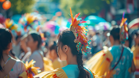 Woman With Colorful Makeup and Headdressの素材