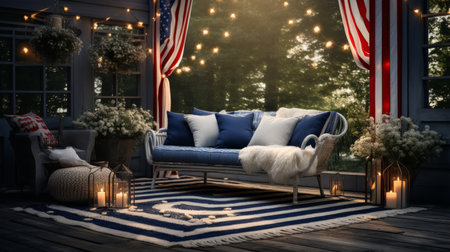 Porch With Couch, Chair, Table, and Flagの素材