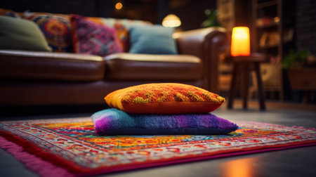 Lit Candle on Rugの素材