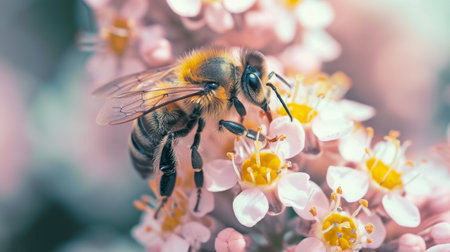 Close Up of a Bee on a Flowerの素材