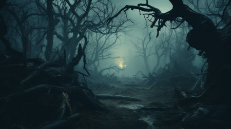 Man Standing in the Middle of a Forestの素材