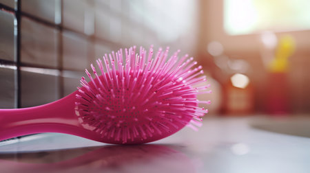 Pink Brush Sitting on Top of Counterの素材
