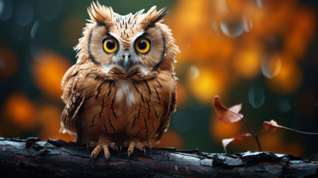 Owl Sitting on Tree Branchの素材