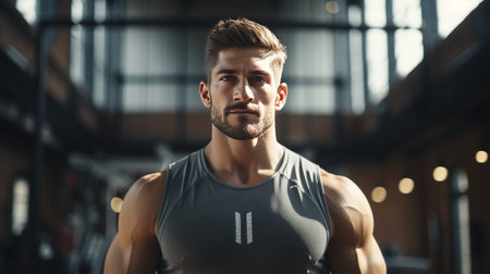 Man in Tank Top Posing for Pictureの素材