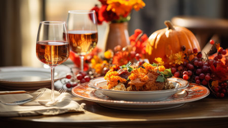 Elegant Table Setting With Food and Candlesの素材