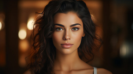 Beautiful Young Woman With Long Dark Hairの素材