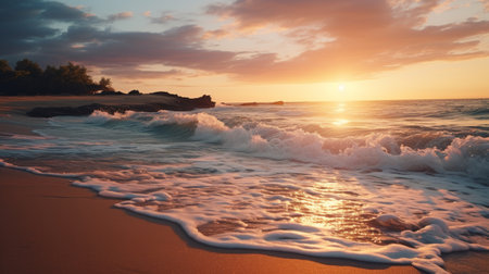 Waves Rolling Onto Sandy Beachの素材