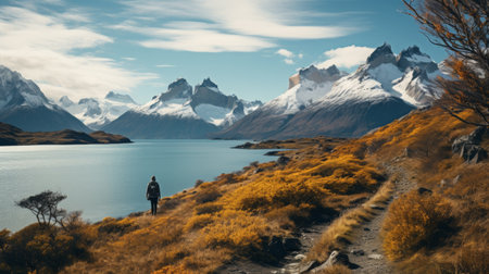 Person Walking on Mountain Pathの素材