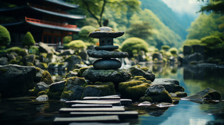 Rock Tower on Body of Waterの素材