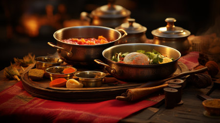 Abundant Array of Dishes on a Tableの素材