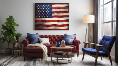 A Living Room Filled With Furniture and a Painting on the Wallの素材