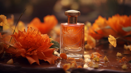 A Bottle of Perfume on a Tableの素材