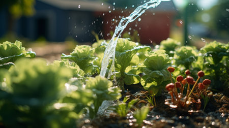 Sprinkle Pouring Water on Gardenの素材