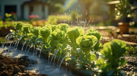 Sprinkle Pouring Water on Gardenの素材