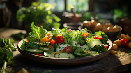 Assorted Vegetables on Tableの素材