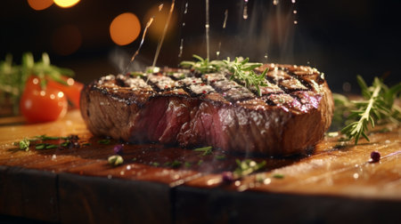 Steak on Grill With Flames in Backgroundの素材